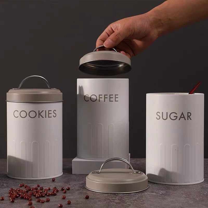 طقم برطمانات 3 قطع لحفظ السكر والقهوة والكوكيز بغطاء محكم الغلق ويد