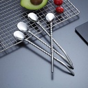 طقم معالق شاليموة زجزاج سيلفر 6 قطع  + فرشاة تنظيف للكوكتيل والعصائر