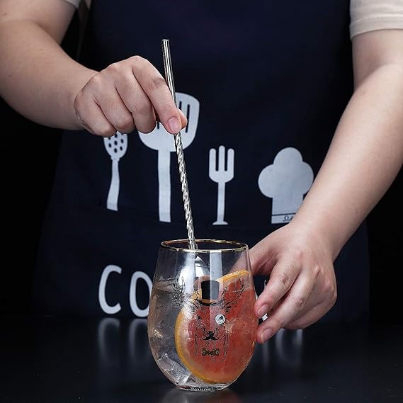 طقم معالق شاليموة زجزاج سيلفر 6 قطع  + فرشاة تنظيف للكوكتيل والعصائر