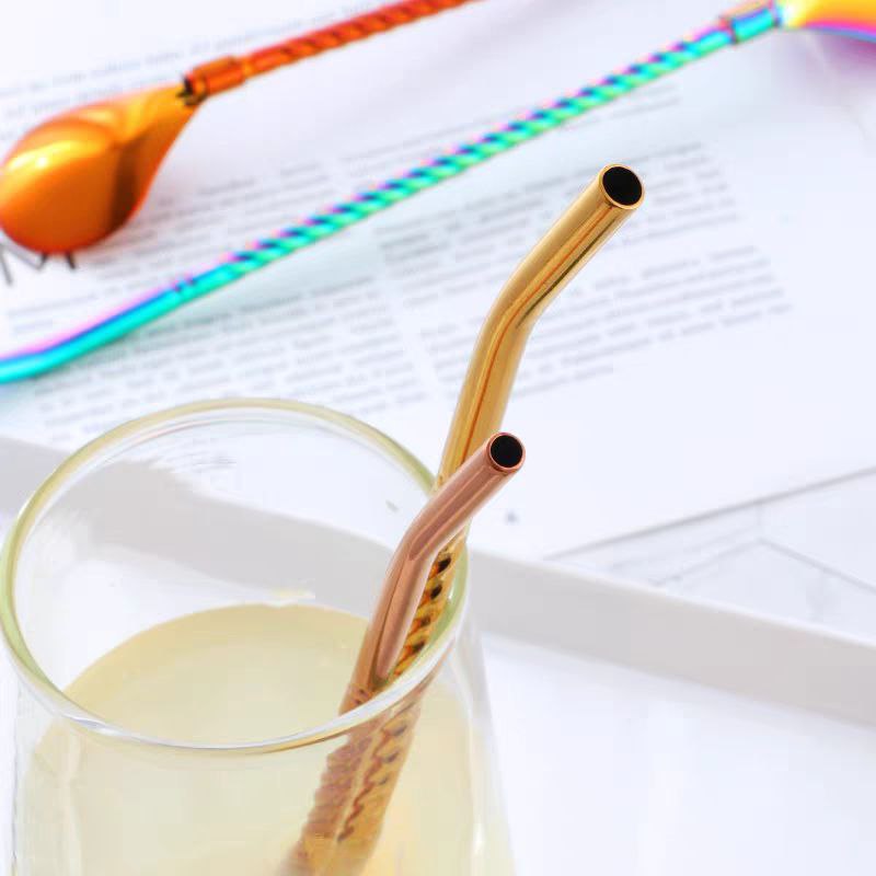 طقم معالق شاليموة زجزاج سيلفر 6 قطع  + فرشاة تنظيف للكوكتيل والعصائر