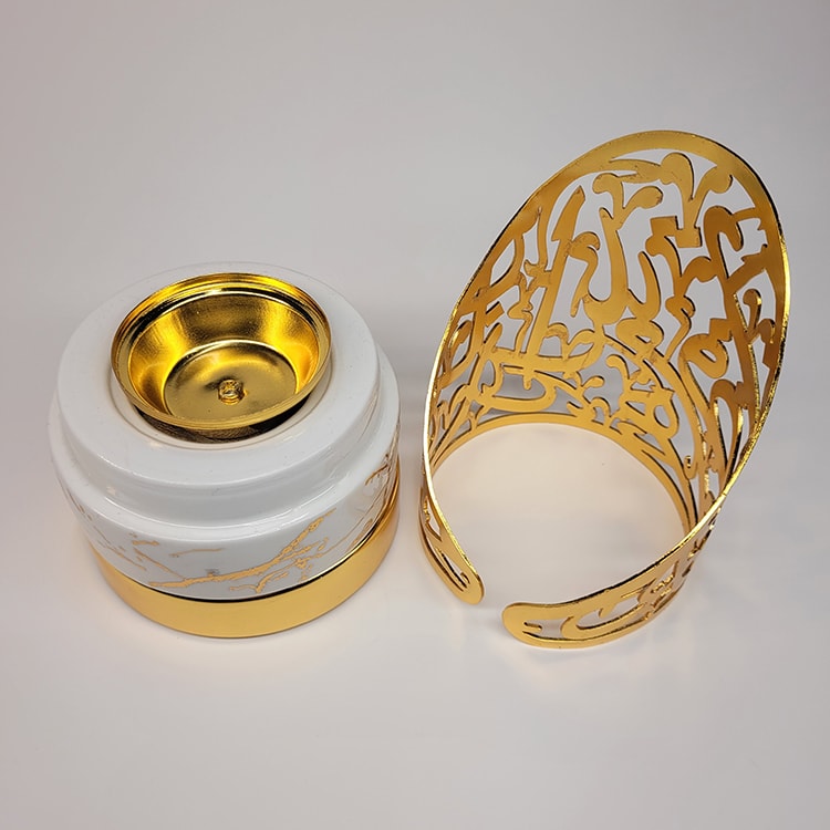 مبخره خط عربي بورسلين بقاعده وغطاء نحاس