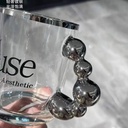 مج بايركس 300 ملي زجاج شفاف و يد علي شكل بابلز باللون السيلفر لشرب العصائر و النسكافيه