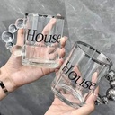 مج بايركس 300 ملي زجاج شفاف و يد علي شكل بابلز باللون السيلفر لشرب العصائر و النسكافيه