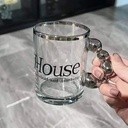 مج بايركس 300 ملي زجاج شفاف و يد علي شكل بابلز باللون السيلفر لشرب العصائر و النسكافيه