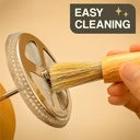 ماكينة زجاج يدوية 450 مللي لتحضير القهوة وفوم اللبن والكابتشينو تعمل بالضغط  بيد عازلة للحرارة وغطاء خشبي