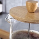 ماكينة زجاج يدوية 450 مللي لتحضير القهوة وفوم اللبن والكابتشينو تعمل بالضغط  بيد عازلة للحرارة وغطاء خشبي