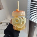 كوب زجاج 350 ملي بغطاء محكم الغلق و يد لولي  سهوله حمله لشرب العصائر في اماكن العمل و الجيم و الخروج