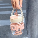 كوب زجاج 350 ملي بغطاء محكم الغلق و يد لولي  سهوله حمله لشرب العصائر في اماكن العمل و الجيم و الخروج