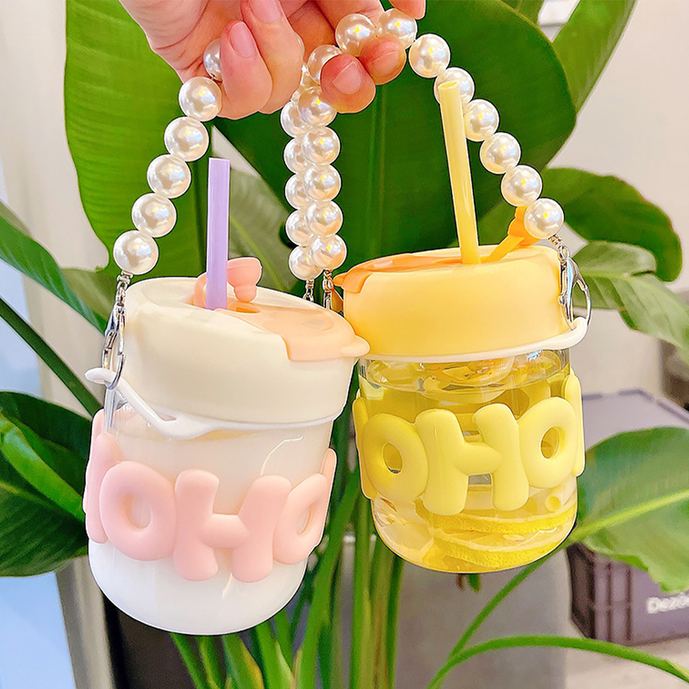 كوب زجاج 350 ملي بغطاء محكم الغلق و يد لولي  سهوله حمله لشرب العصائر في اماكن العمل و الجيم و الخروج