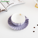 مج بورسلين +طبق +معلقة جولد لتقديم القهوة والاتية والكاكاو