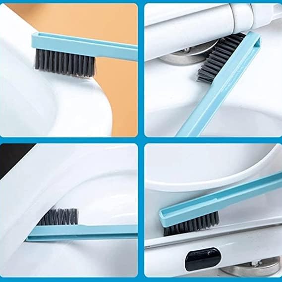 فرشة تويلت سيليكون  مرن بمقبض طويل 38 سم مع حامل يثبت علي الحائط بلزق دابل فيس و فرشة صغيرة للفجوات الداخلية