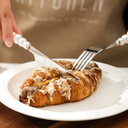 طقم معالق وشوك سكين 6 قطع بمقبض لولي أبيض أنيق