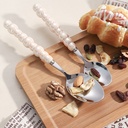 طقم معالق وشوك سكين 6 قطع بمقبض لولي أبيض أنيق