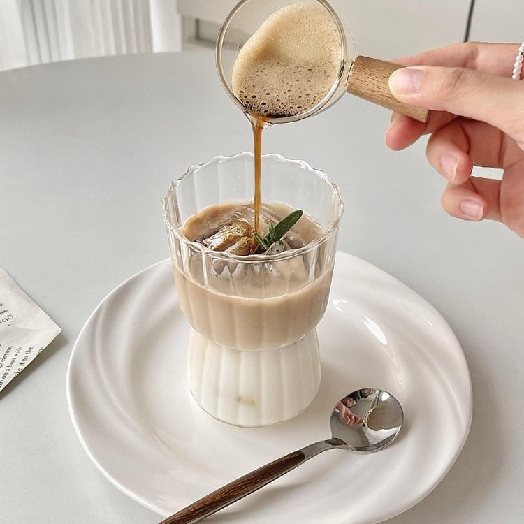 كوباية مضلعة بالطول300ملي زجاج شفاف مضلع لشرب وتقديم العصائر والنسكافيه واللاتيه للضيوف بشكل شيك