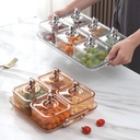 طقم تسالي اكيليريك 4 قطع بغطاء بمقبض علي شكل دب مع صينية لتقديم التسالي و اللب و المكسرات