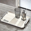 صنية هاوس ميلامين فاخرة مستطيلة بمقبض سيلفر لحمل و تقديم اكواب القهوة والشاي والعصاير للضيوف بشكل شيك