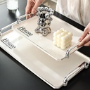 صنية هاوس ميلامين فاخرة مستطيلة بمقبض سيلفر لحمل و تقديم اكواب القهوة والشاي والعصاير للضيوف بشكل شيك