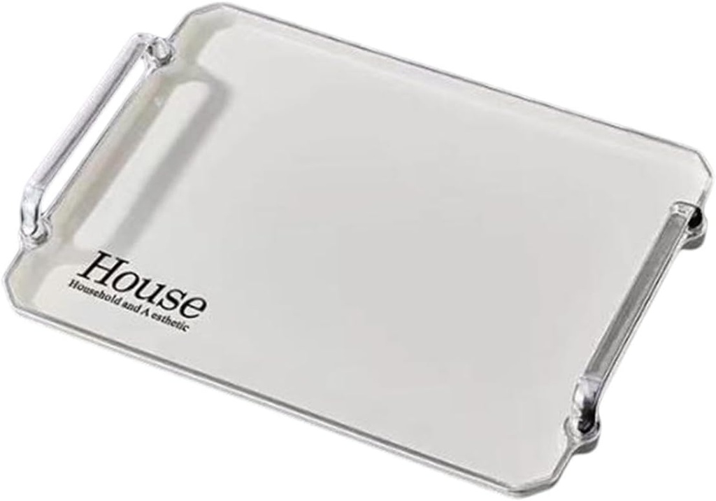 صنية هاوس ميلامين فاخرة مستطيلة بمقبض سيلفر لحمل و تقديم اكواب القهوة والشاي والعصاير للضيوف بشكل شيك