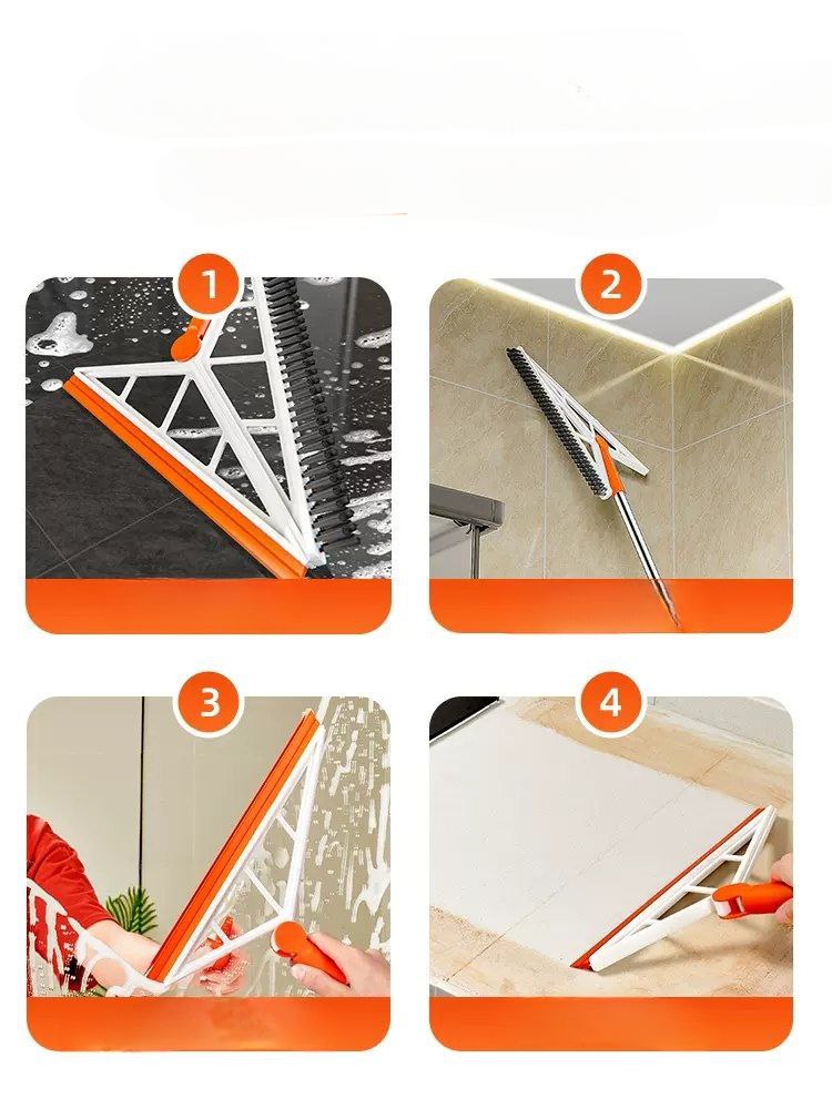 مساحة و فرشة 2*1 بيد ستانلس تدور 360 درجة لتنظيف الارضيات و الازاز و الاركان بسهولة