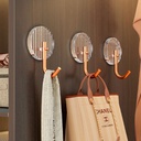 هوك شماعة شفاف في جولد 3 قطع لتعليق الملابس وادوات الحمام والمطبخ بلزق دبل فيس