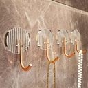هوك شماعة شفاف في جولد 4 قطع لتعليق الملابس وادوات الحمام والمطبخ بلزق دبل فيس
