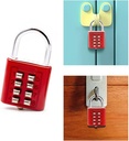 قفل امان ديجيتال معدني  بزرار ضغط مكون من 10 ارقام برقم سري 5 ارقام مقاوم للماء للخزائن والشنط والدراجات - احمر