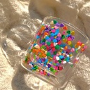 مج دبل جلاس زجاج مزين بقلوب من الداخل 220 مللي بيد مريحة الاستخدام لشرب القهوة والشاي والعصاير