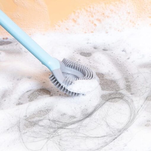 فرشة تواليت سيليكون 2 في 1 بيد طويلة وحامل للتعليق بلزق دبل فيس قوي