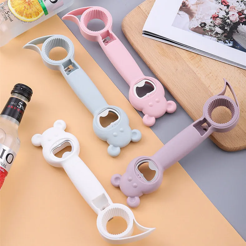 فتاحة 4*1 علي شكل دب لفتح البرطمانات و العلب سهلة الاستخدام و مريحة يمكن حملها باليد بسهولة