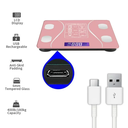 ميزان ديجيتال منزلي لقياس الوزن حتي 180 كجم بشاحن يو اس بي يعمل بالبلوتوث بشاشة ليد رقمية  - بينك