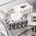 علبة مناديل انيقة من الستانليس ستيل شكل بابلز مزينة بارنوب مجسم مناسب لديكور الطاولة والكومود والبوفيه