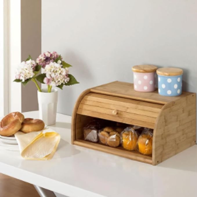 عياشة وحافظة طعام وخضروات وفواكه خشب بمقبض وغطاء للحفاظ علي المحتويات