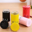 برطمان لحفظ وتنظيم التوابل زجاج 150 مللي بغطاء بلاستيك للملح والفلفل ووالسكر والشاي - اسود