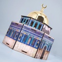 مبخرة مجسم قبة الصخرة خشب و القبه معدن مطلي باللون الذهبي  لديكور رمضان