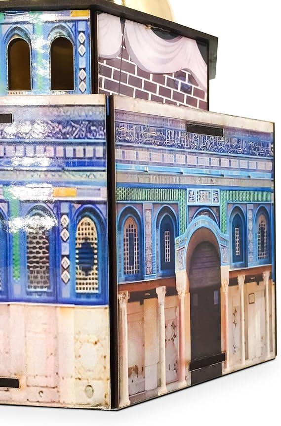 مبخرة مجسم قبة الصخرة خشب و القبه معدن مطلي باللون الذهبي  لديكور رمضان