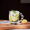 مج زجاج شفاف بيد بابز لشرب وتقديم الشاي والنسكافيه والعصائر للضيوف بشكل شيك