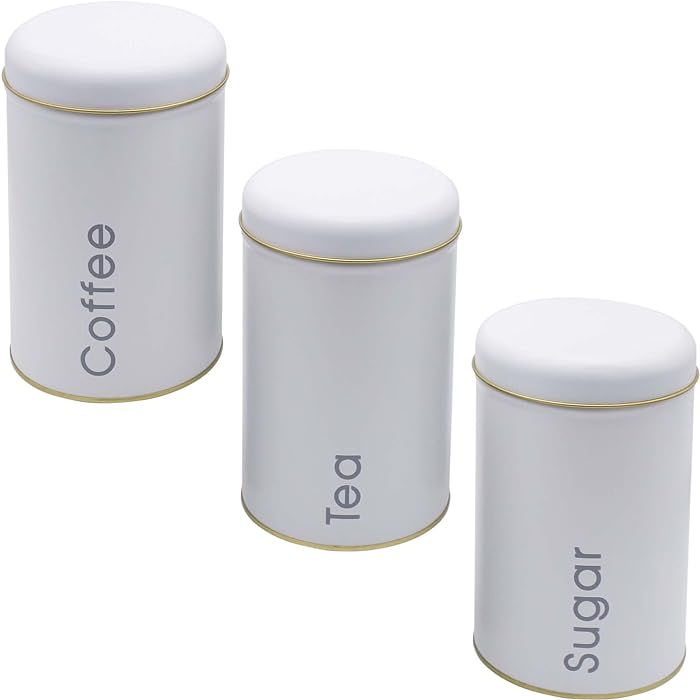 طقم برطمانات 3 قطع لحفظ وتنظيم الشاي والسكر والقهوة بغطاء محكم الغلق