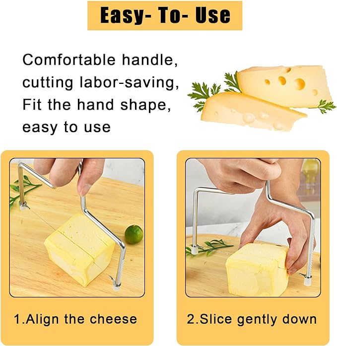 قطاعة استانليس ستيل سلكية لتقطيع الجبن والزبدة بسهولة بمقبض يد مريح
