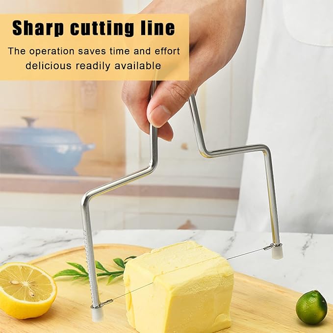 قطاعة استانليس ستيل سلكية لتقطيع الجبن والزبدة بسهولة بمقبض يد مريح