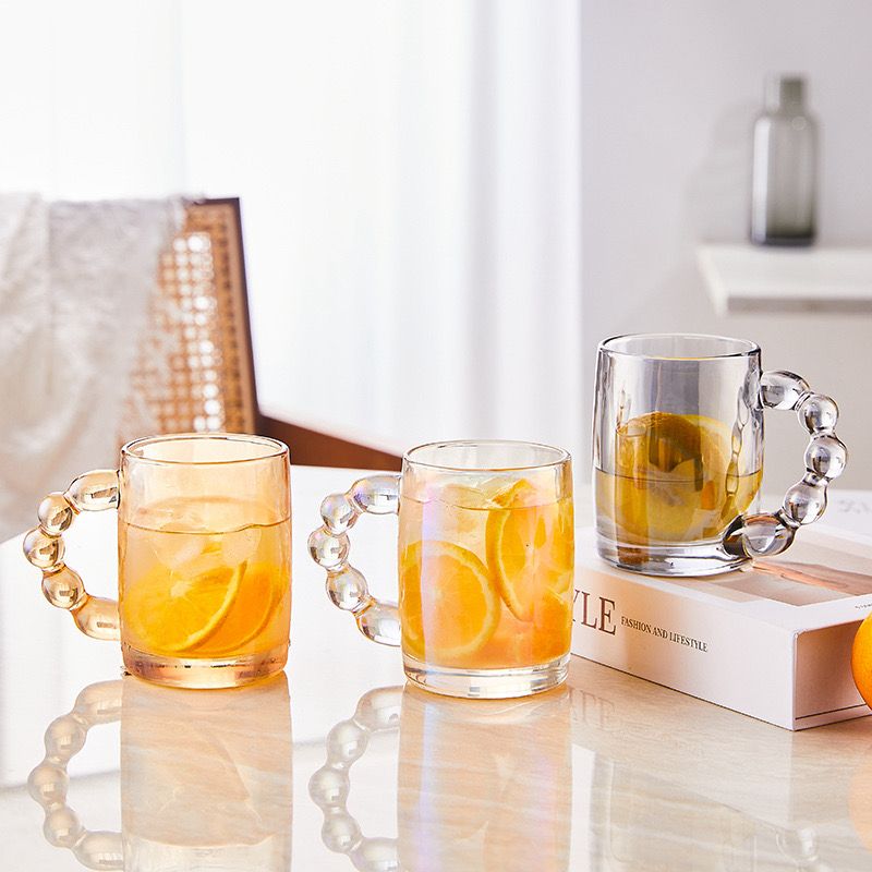 مج زجاج شفاف 350ملي بيد بابز لشرب وتقديم الشاي والنسكافيه والعصائر للضيوف بشكل شيك