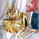 طقم معالق 24 قطعة ستانليس ستيل مع حامل علي شكل بيضة باللون الجولد