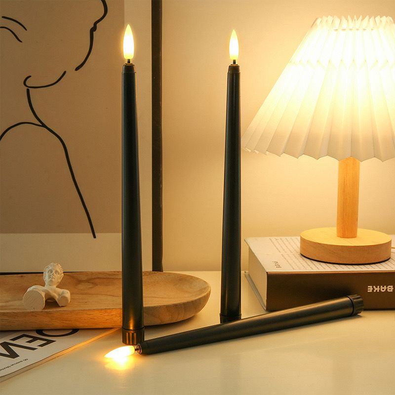 طقم شمع ليد مضئ بدون لهب قطعتين لتجديد ديكور المنزل ببطاريات