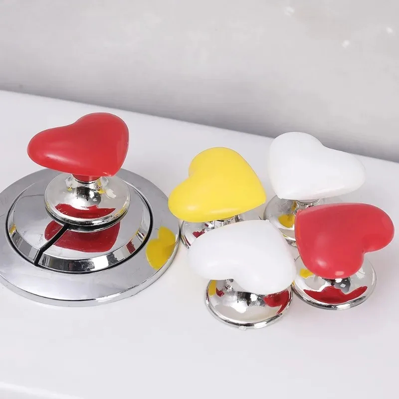 مقبض بديل ليد الدواليب والأدراج وزر ضغط المرحاض 2 في 1 شكل قلب بألوان مختلفة