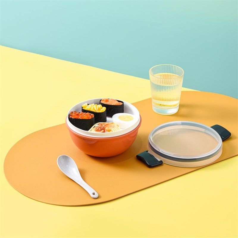 لانش بوكس  2 دور ستانلس ستيل من الداخل قابل للدخول للميكرويف بغطاء محكم الغلق و معلقة للاطفال والكبار