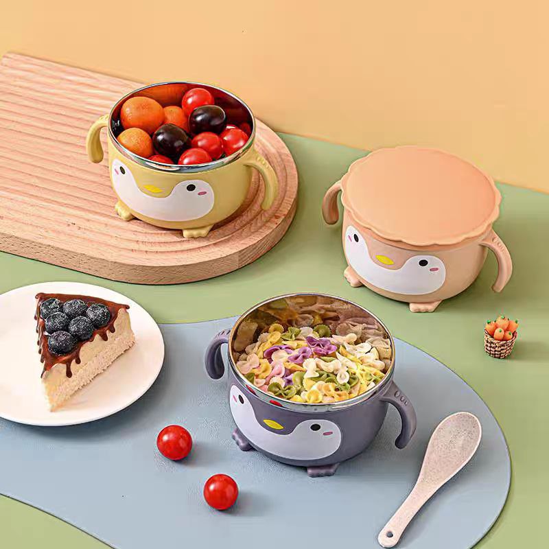 لانش بوكس شكل بطريق استانليس ستيل من الداخل بغطاء محكم الغلق بيد ومزود بمعلقة مناسب للمدارس والحضانات