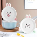 علبة لانس بوكس  ستانليس ستيل من الداخل علي شكل ارنب بيد و غطاء محكم الغلق مع معلقة لحفظ الطعام للاطفال