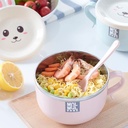 علبة لانس بوكس  ستانليس ستيل من الداخل علي شكل ارنب بيد و غطاء محكم الغلق مع معلقة لحفظ الطعام للاطفال