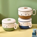 لانش بوكس بحلة استانليس ستيل من الداخل بغطاء محكم الغلق ويد مناسب في المدارس والخروج