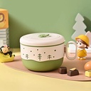 لانش بوكس بحلة استانليس ستيل من الداخل بغطاء محكم الغلق ويد مناسب في المدارس والخروج