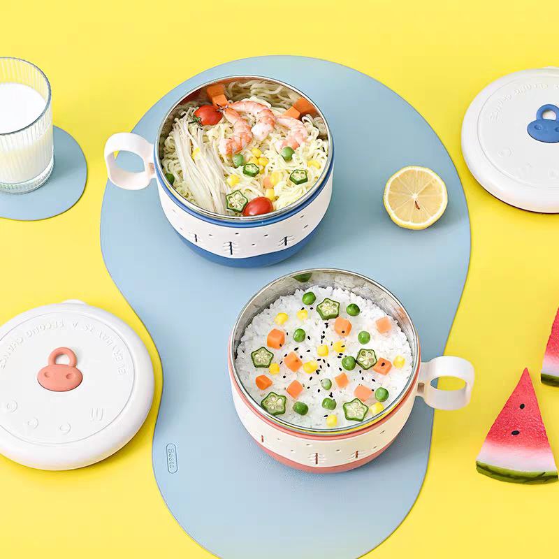 لانش بوكس بحلة استانليس ستيل من الداخل بغطاء محكم الغلق ويد مناسب في المدارس والخروج